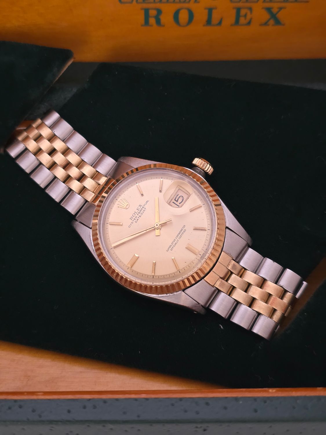 Rolex Datejust 1601 36mm Watch, Steel &amp; 18k Yellow Gold Box Set, 1971
