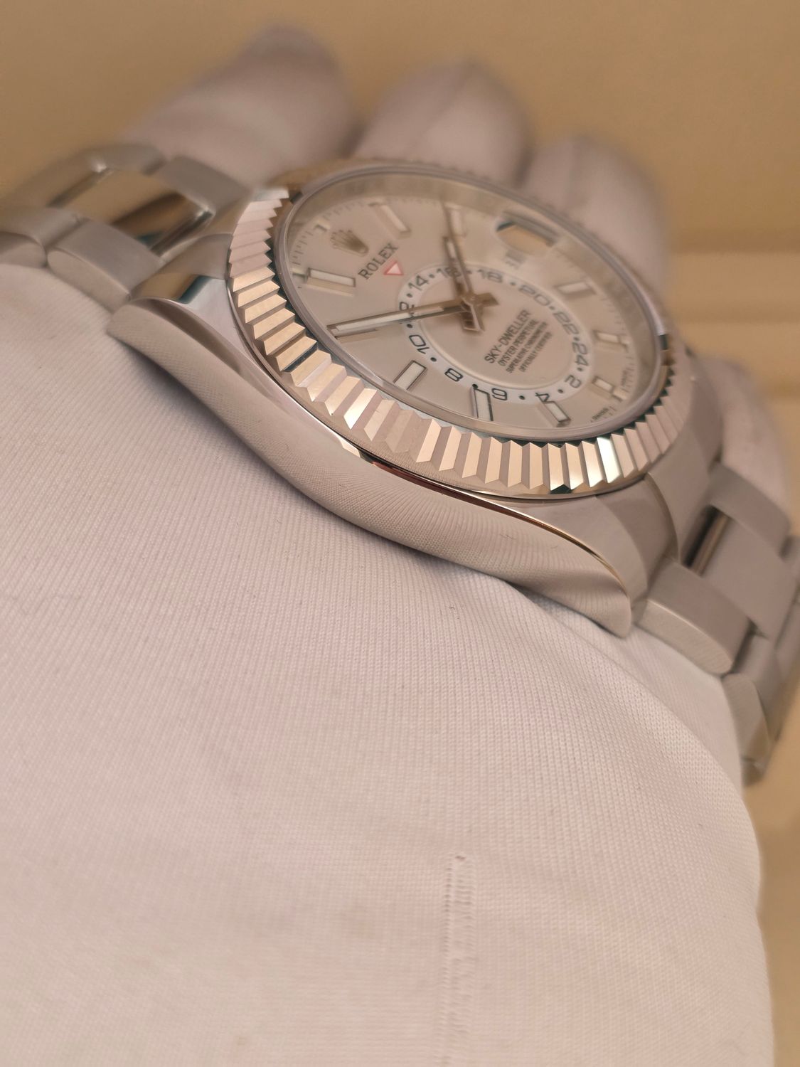 Rolex SkyDweller 326934 Watch, White Dial, 2017 Box &amp; Papers, With some stickers