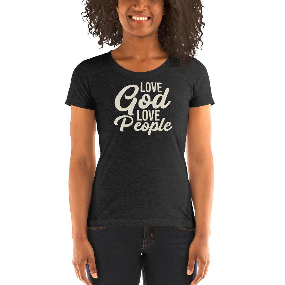 Faith - Love God Women's T-shirt, Color: Charcoal-Black Triblend, Size: S