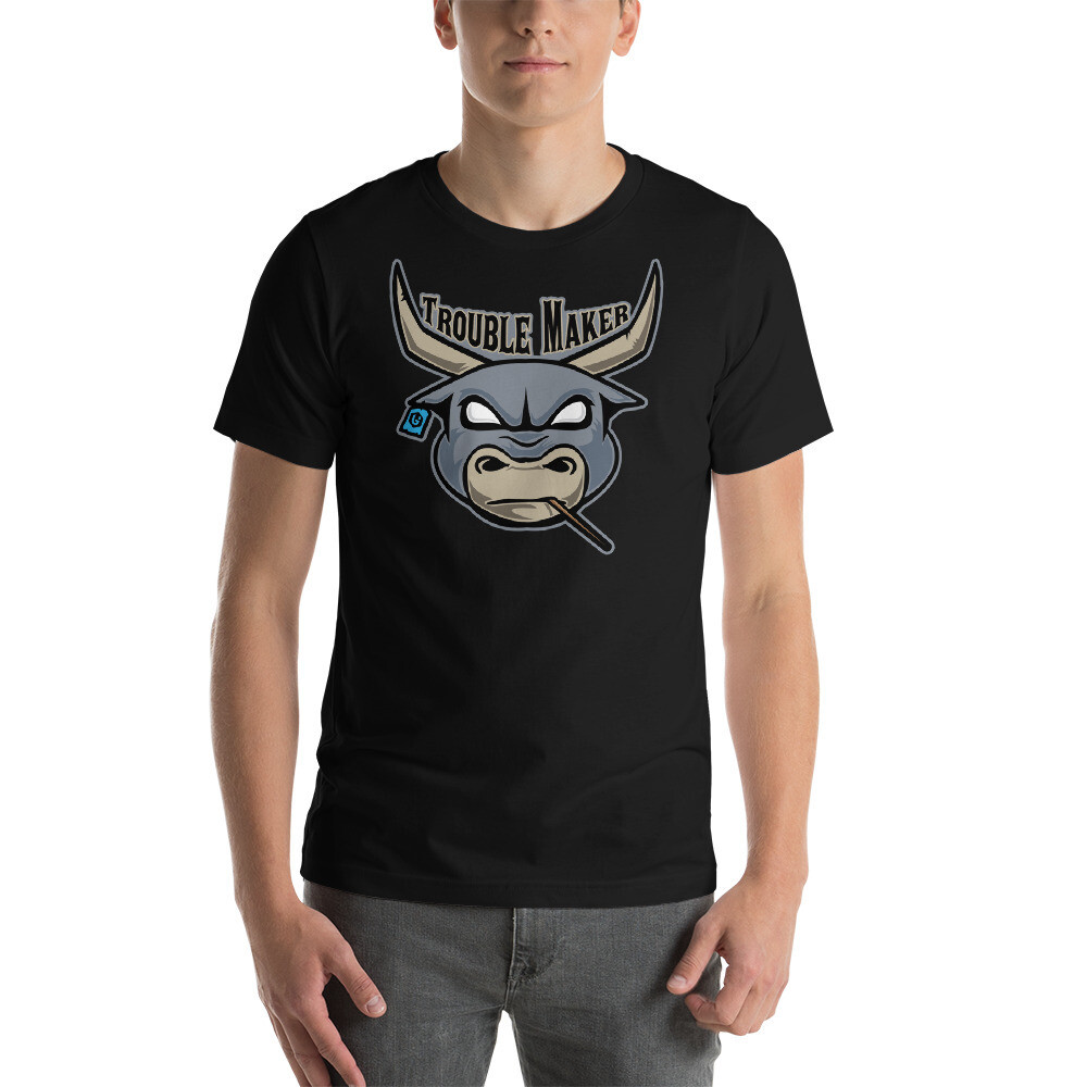 Troublemaker - Bull Unisex T-shirt, Color: Black, Size: XS