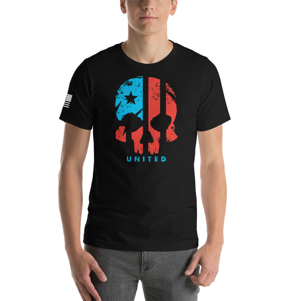 United - Skull Flag Unisex T-shirt, Color: Black, Size: XS
