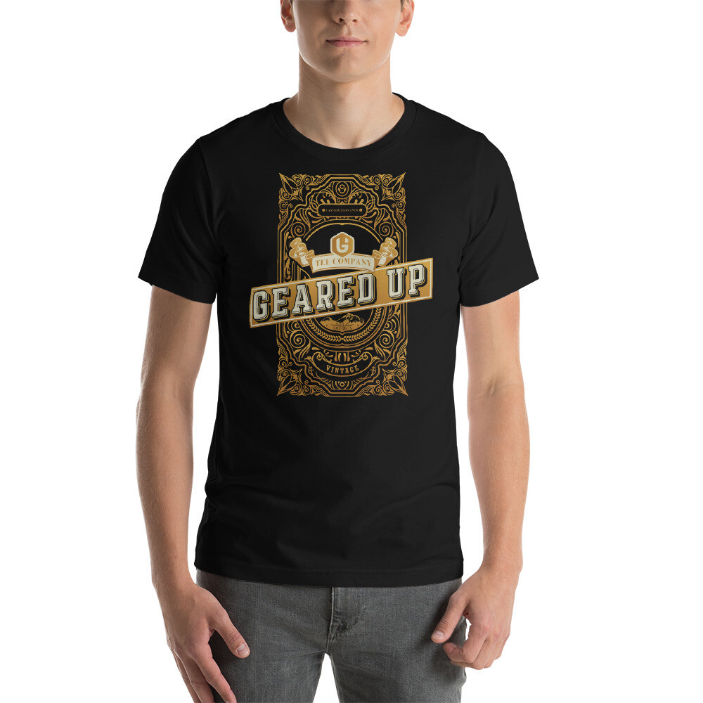 Geared Up - Label Unisex T-shirt, Color: Black, Size: XS