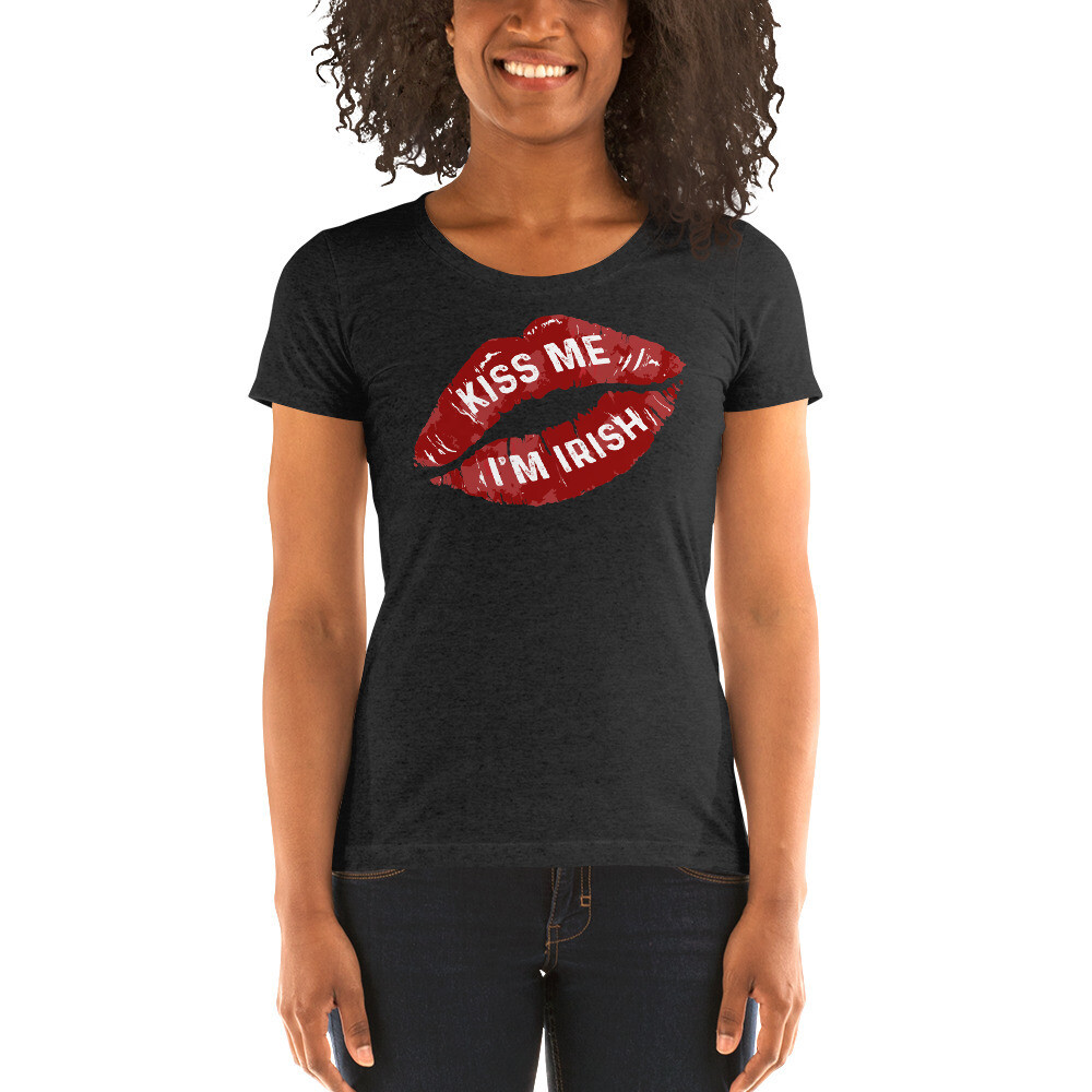 Holiday - Women's Kiss Me T-shirt, Color: Charcoal-Black Triblend, Size: S