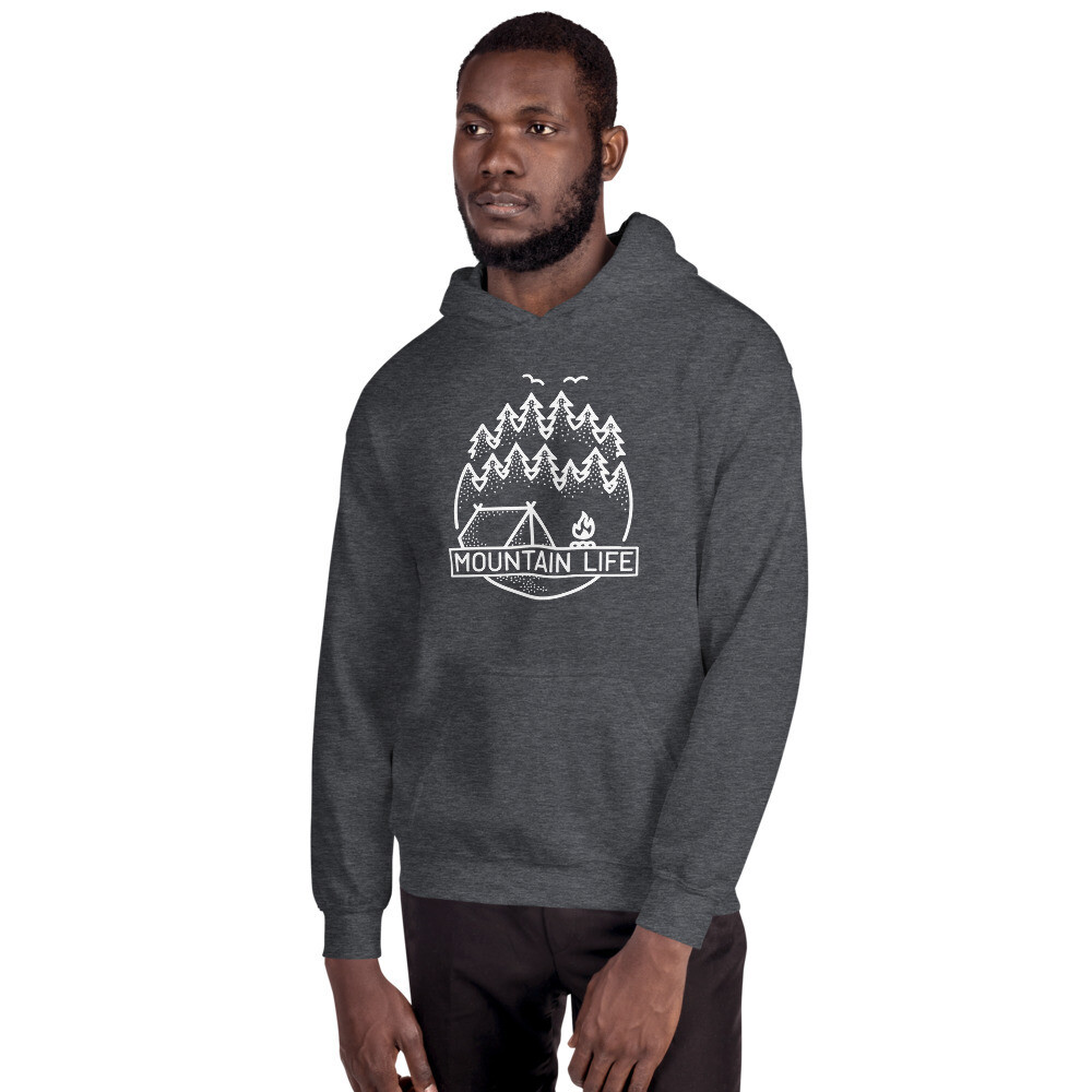 Boonies - Mtn Life Unisex Hoodie, Color: Dark Heather, Size: S