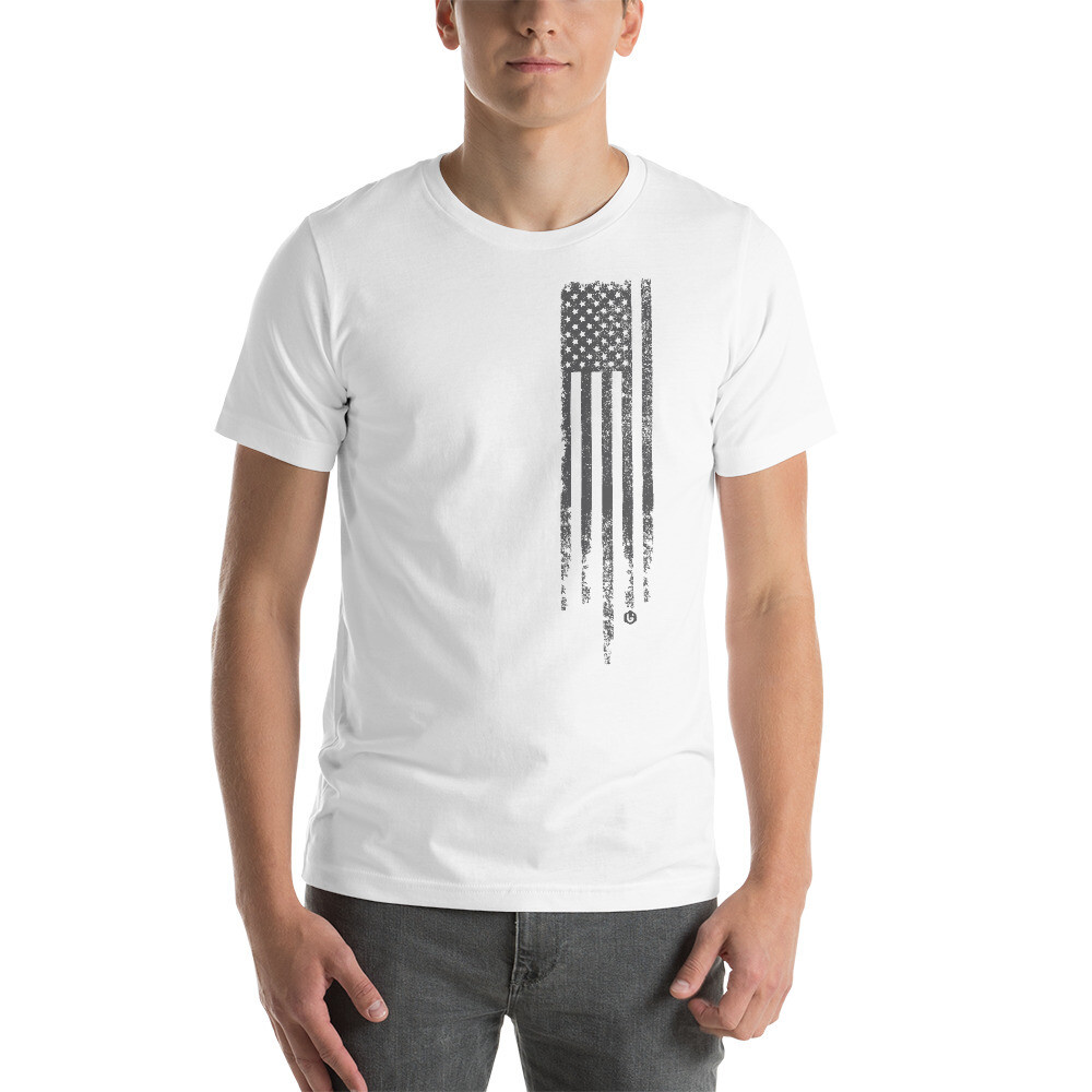 United - Flag Chest Unisex T-shirt, Color: White, Size: XS