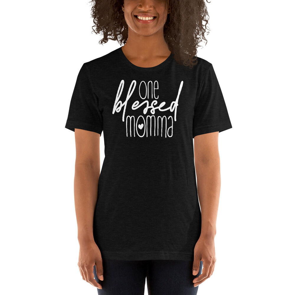 Faith - Blessed Momma Unisex T-shirt, Color: Black Heather, Size: XS
