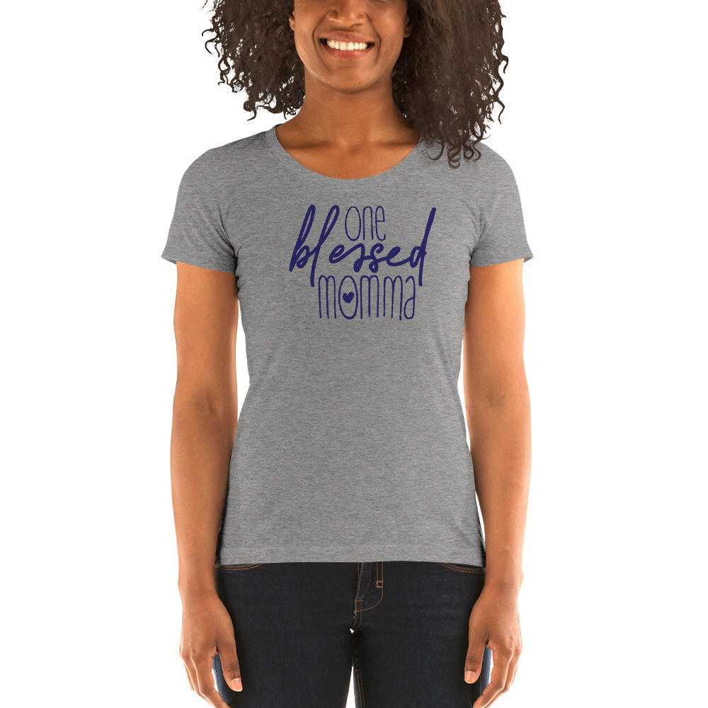 Faith - Women's Blessed momma T-shirt, Color: Grey Triblend, Size: S