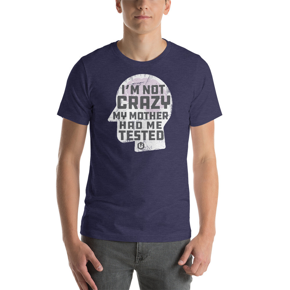 Troublemaker - Crazy Head Unisex T-shirt, Color: Heather Midnight Navy, Size: XS
