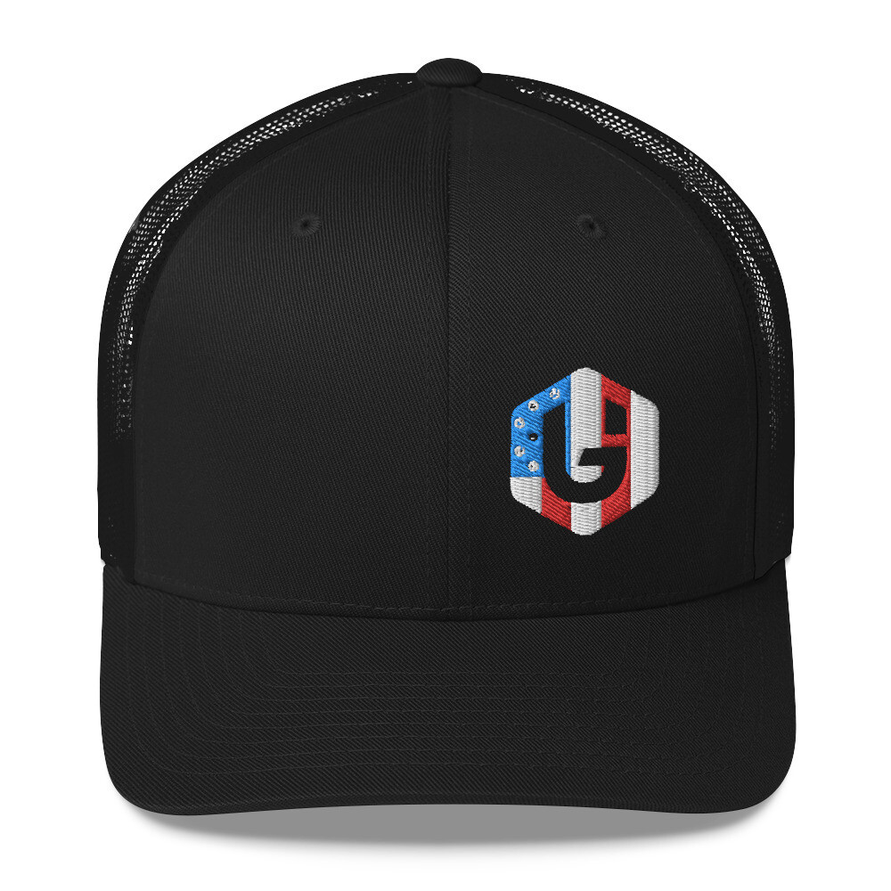 Geared Up - America Logo Trucker Cap, Color: Black