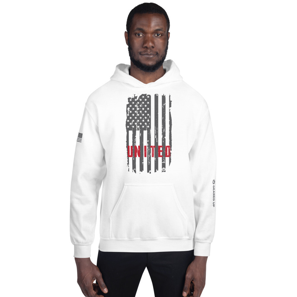 United - Tattered Unisex Hoodie, Color: White, Size: S