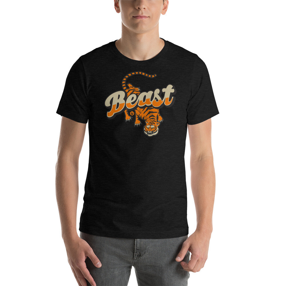 Beast - Tiger Unisex T-shirt, Color: Black Heather, Size: XS