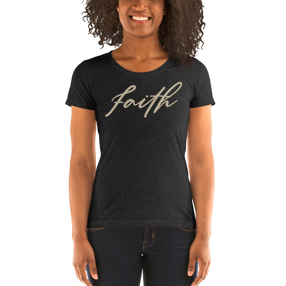Faith - Women's Faith Script T-shirt, Color: Charcoal-Black Triblend, Size: S