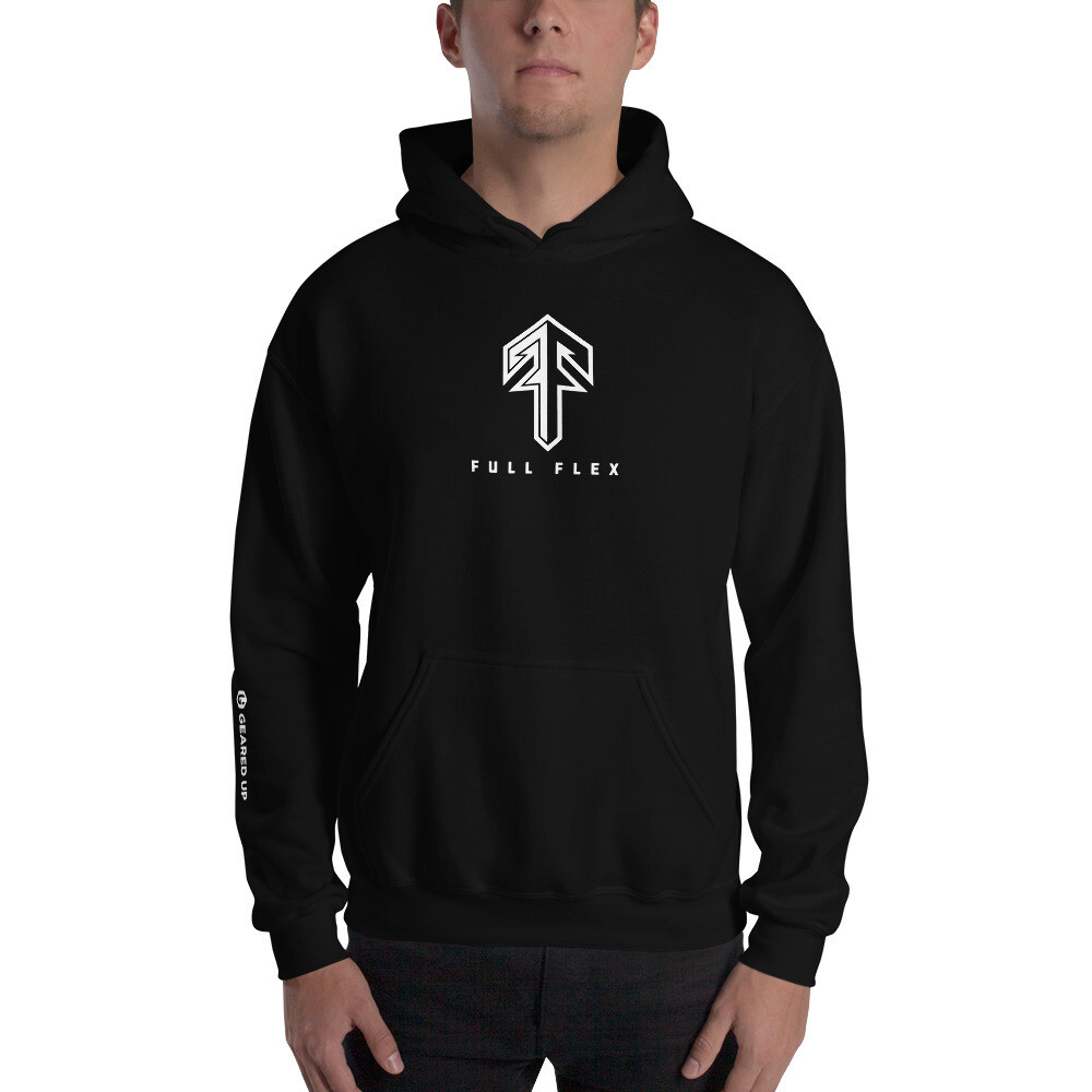 Full Flex Fitness - Logo White Unisex Hoodie, Color: Black, Size: S