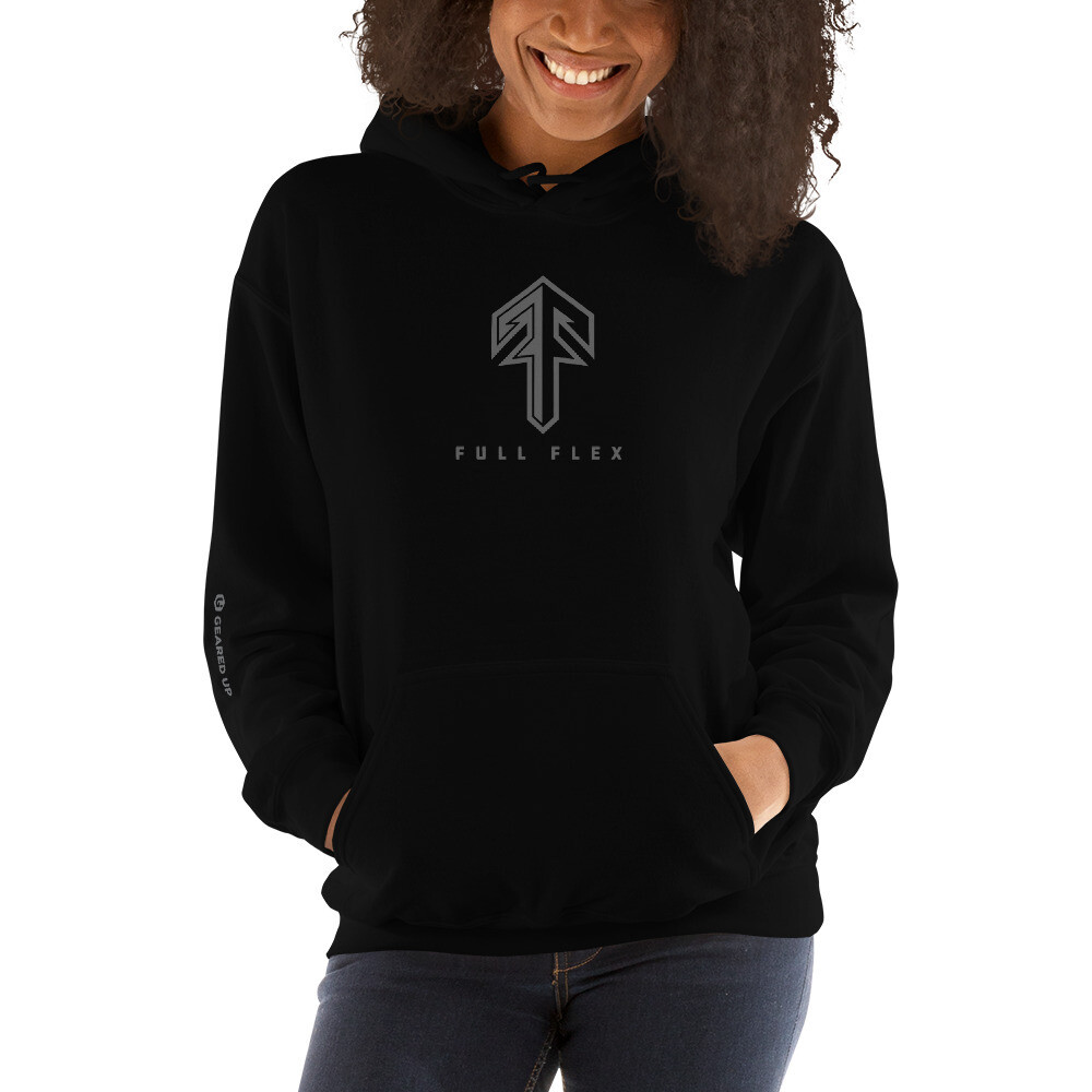 Full Flex Fitness - Logo Grey Unisex Hoodie, Color: Black, Size: S
