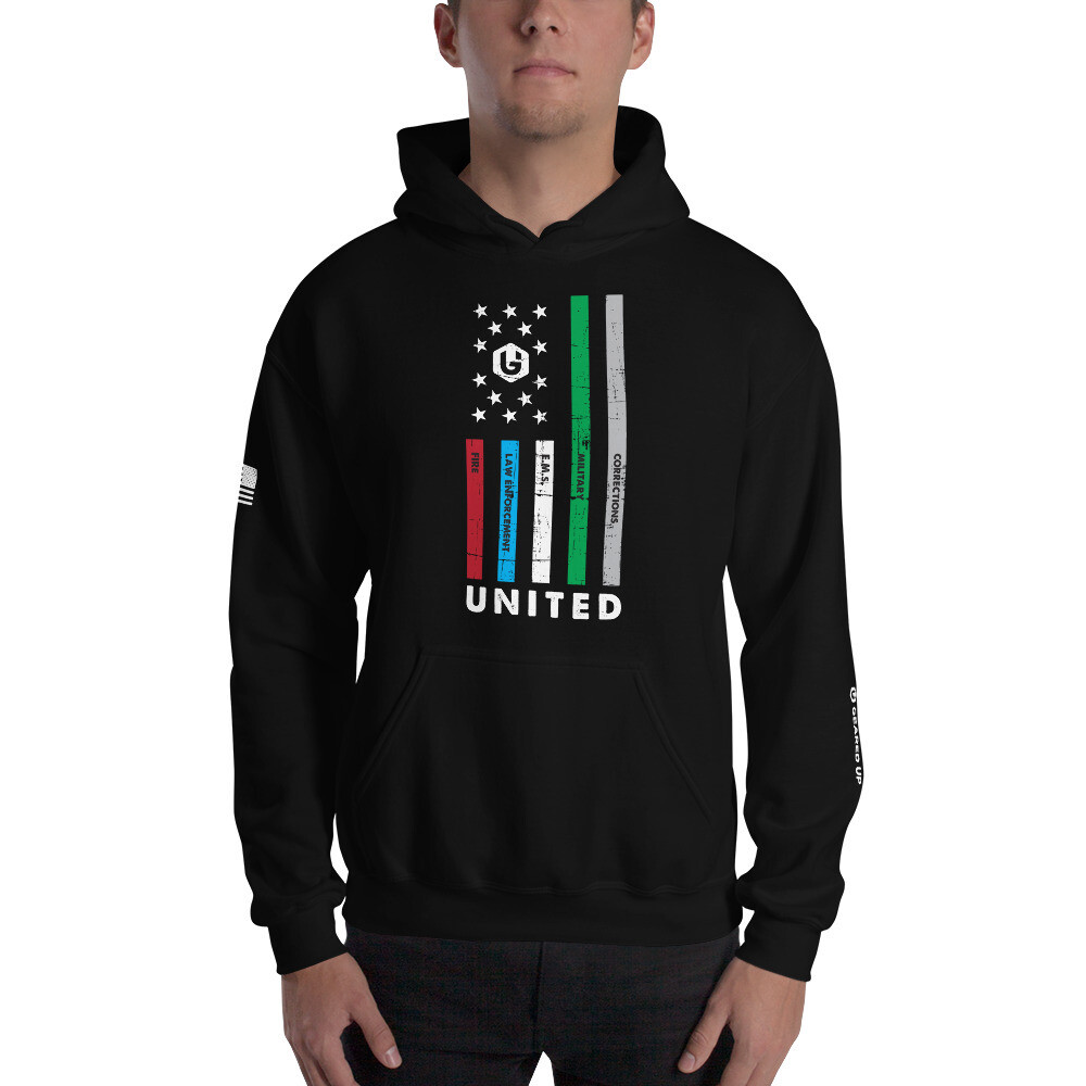 United - Service Flag Unisex Hoodie, Color: Black, Size: S