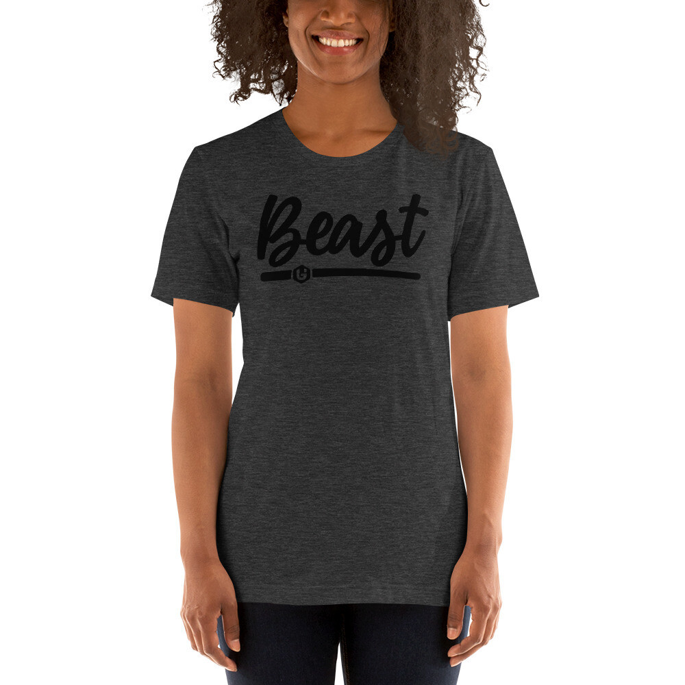 Beast - Beast Script Black Unisex T-Shirt, Color: Dark Grey Heather, Size: XS