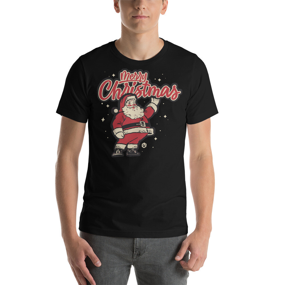 Holidays - Retro Santa Unisex T-Shirt, Color: Black, Size: XS