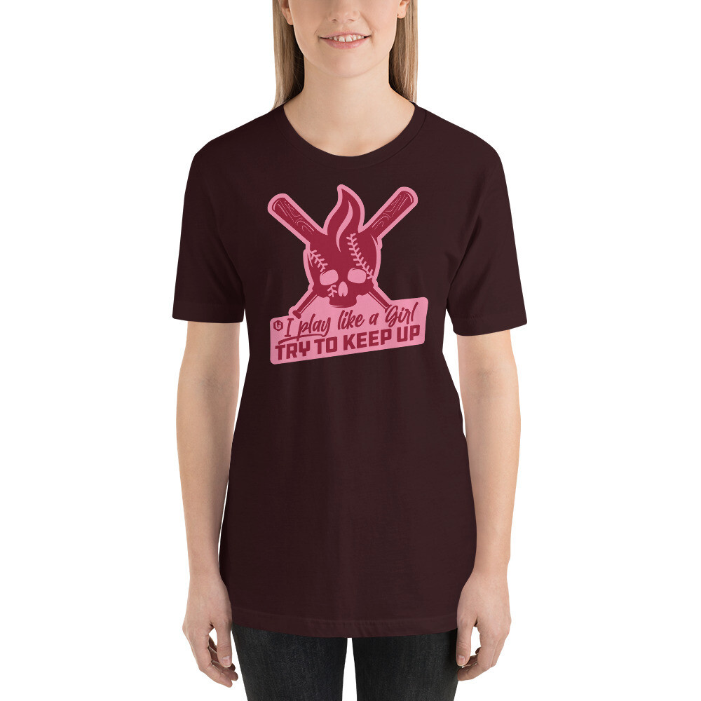 Sports - Play Like a Girl Unisex T-Shirt, Color: Oxblood Black, Size: S