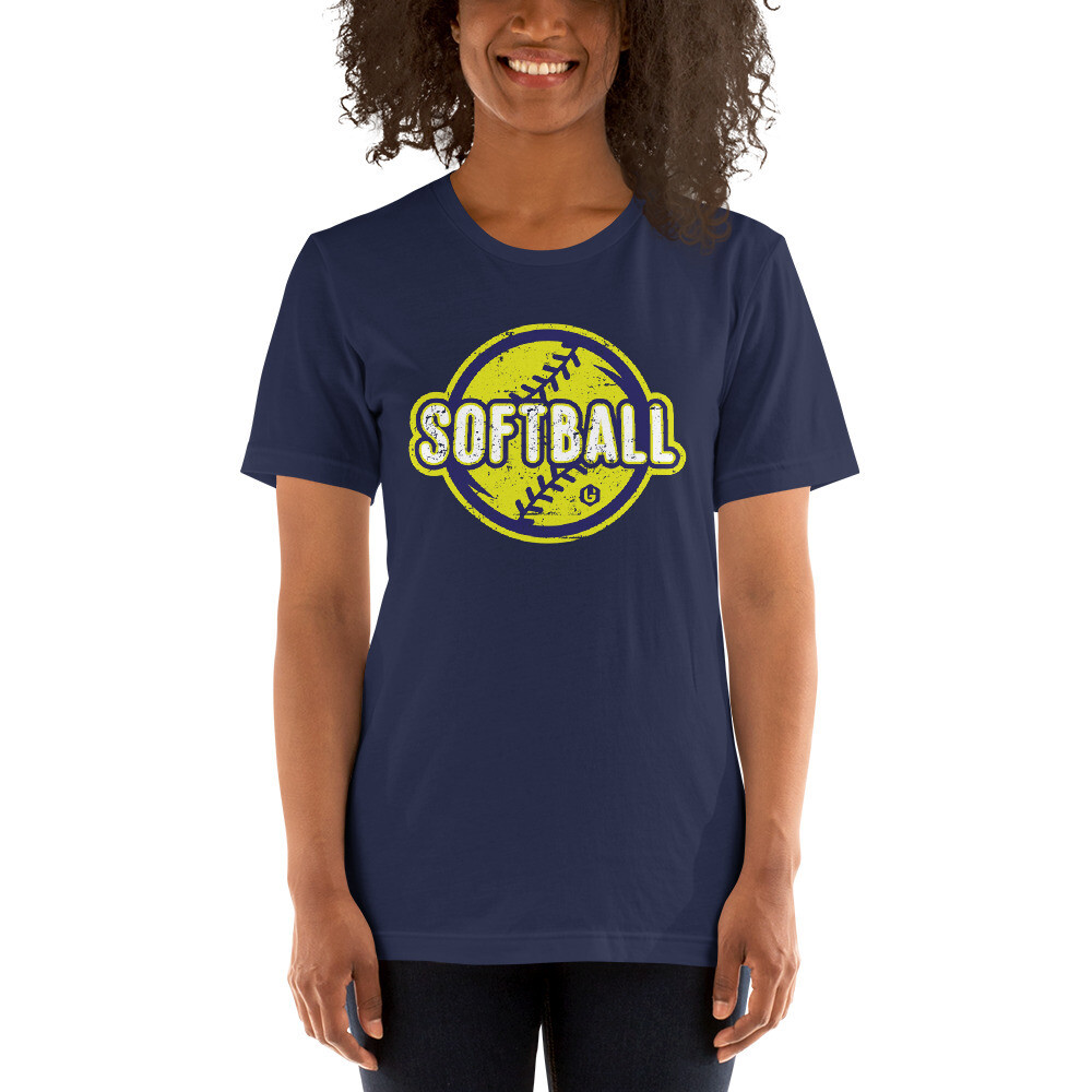Sports - Softball Lime Green Unisex T-Shirt, Color: Navy, Size: XS