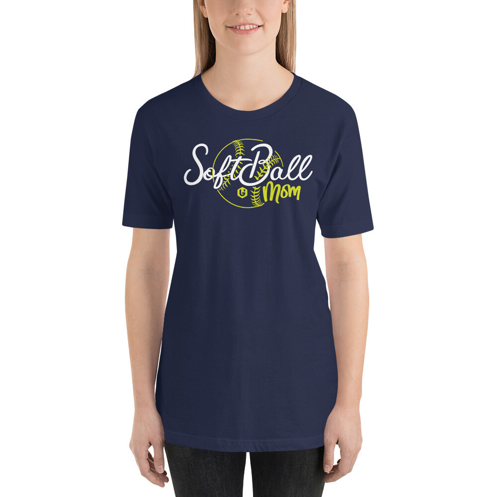 Sports - Softball Mom Script Unisex T-Shirt, Color: Navy, Size: XS