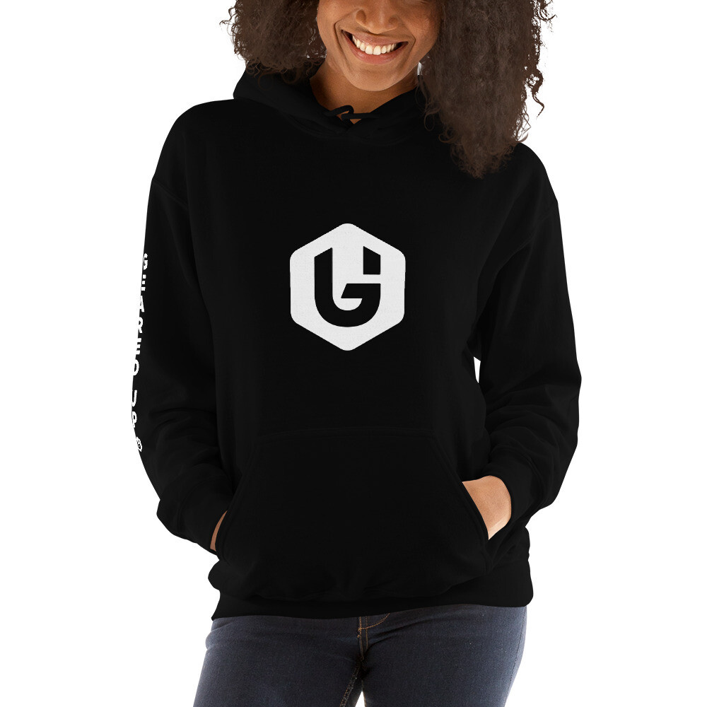 Geared Up - White Logo Unisex Hoodie, Color: Black, Size: S