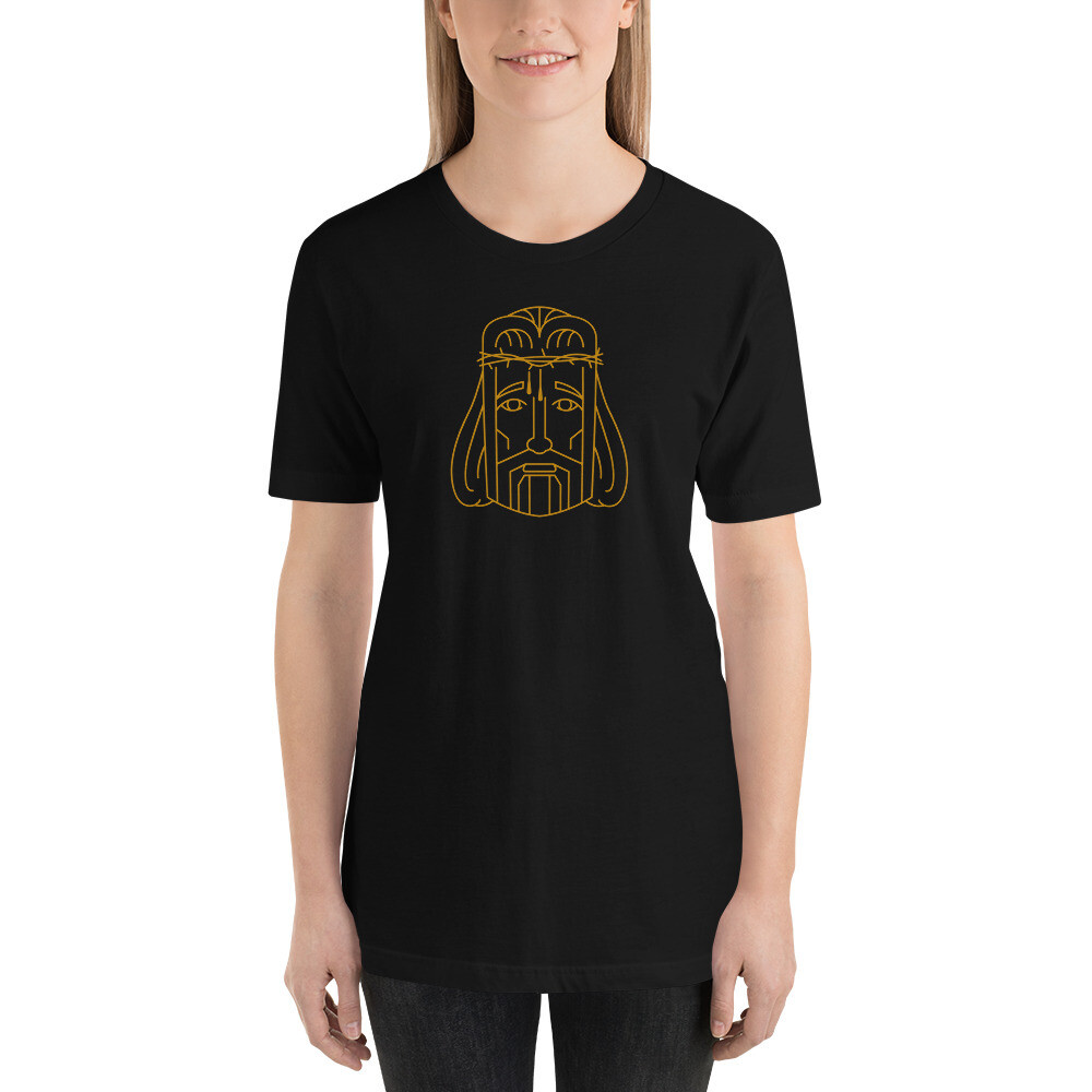 Faith - Gold Line Jesus Unisex T-Shirt, Color: Black, Size: XS