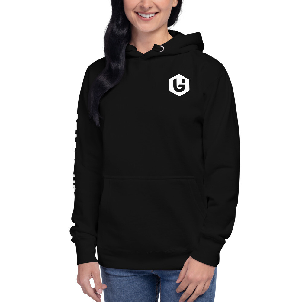 Geared Up - Premium GU logo Unisex Hoodie, Color: Black, Size: S