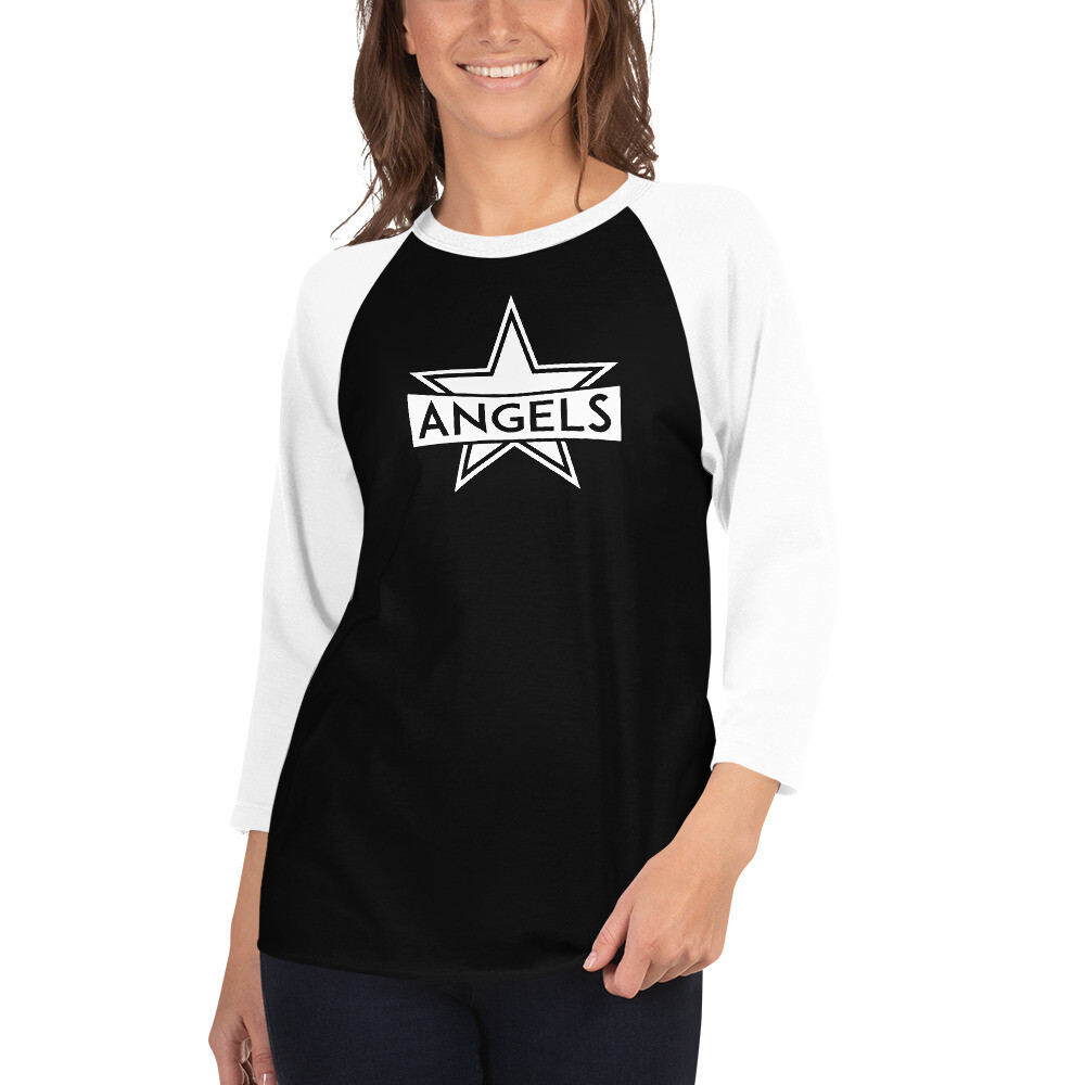 Aerial's Angels - 3/4 sleeve raglan shirt, Color: Black/White, Size: XS