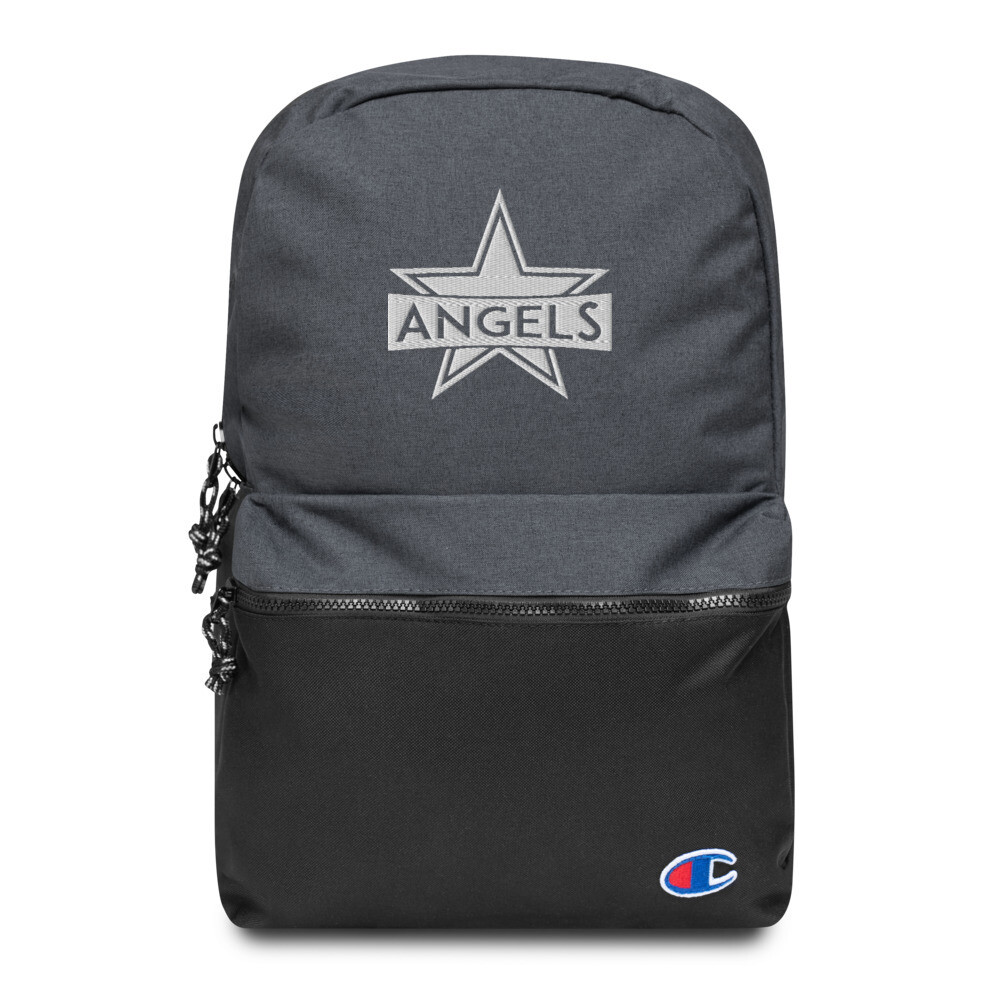 Aerial's Angels - Embroidered Champion Backpack, Color: Heather Black / Black