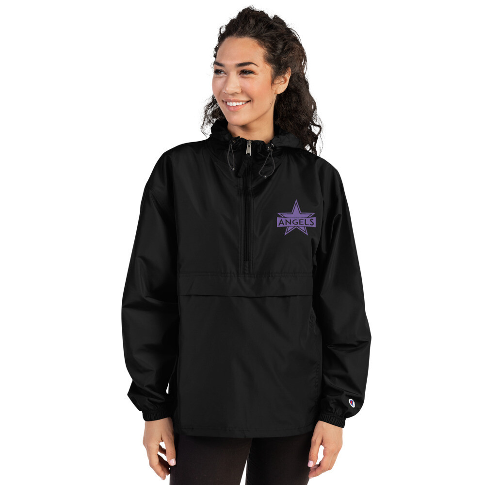 Aerial's Angels - Embroidered Champion Packable Jacket, Color: Black, Size: S