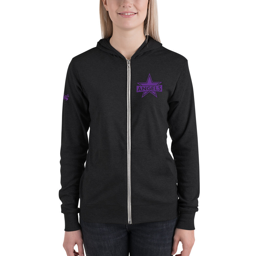 Aerial's Angels - Unisex zip hoodie, Color: Charcoal black Triblend, Size: XS