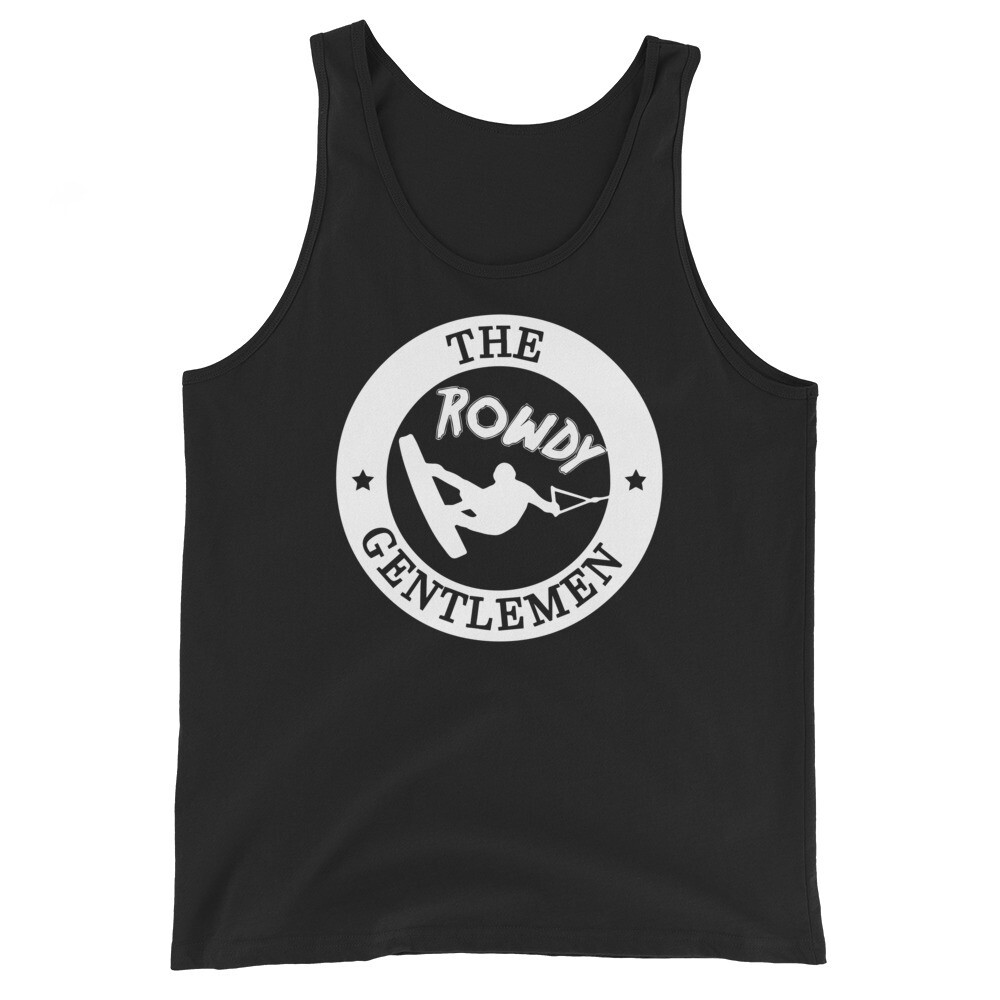The Rowdy Gentlemen - Unisex Tank Top - White Logo, Color: Black, Size: XS