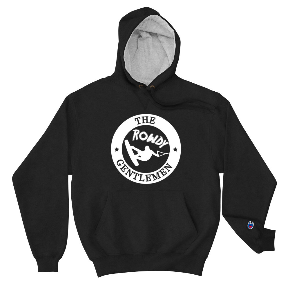 The Rowdy Gentlemen - Champion Hoodie - White Logo, Color: Black, Size: S