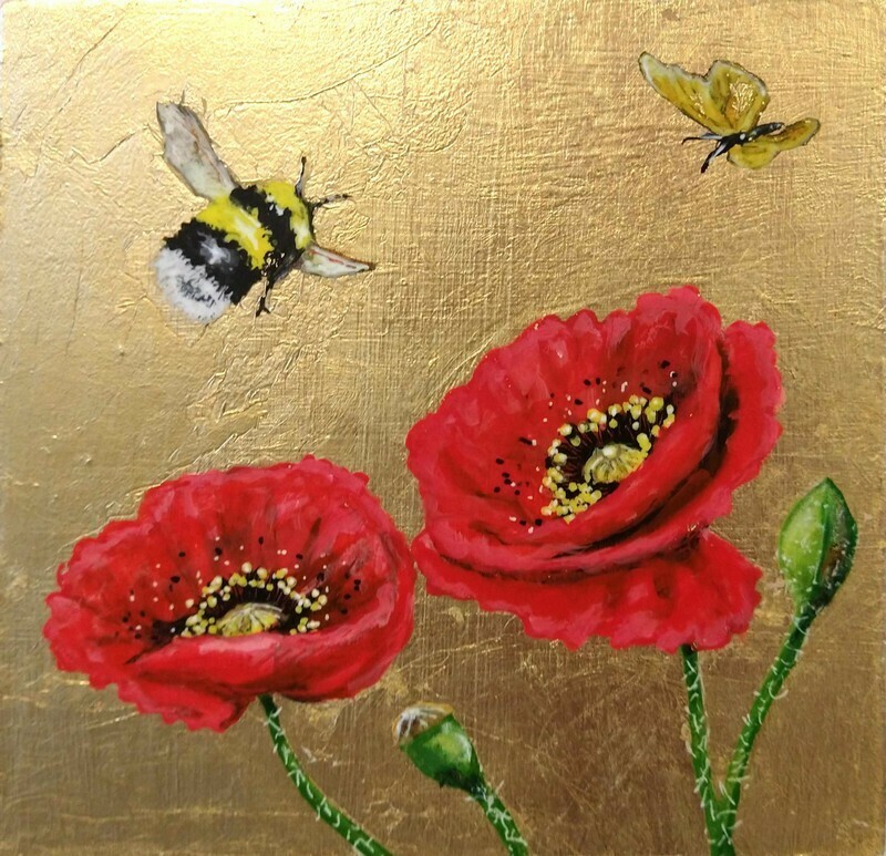 Red Poppy Heaven | Bee Butterfly Flower