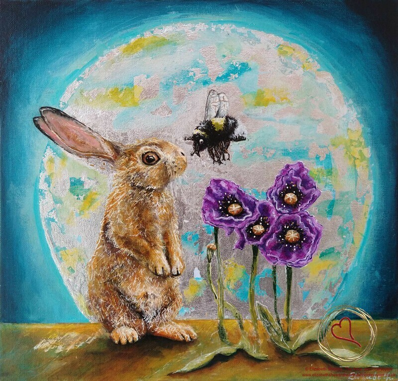 Friendship | Purple Poppies Bumble Bee Hare Rabbit