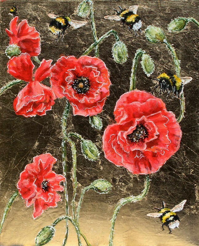 Red Poppies and Busy Bees