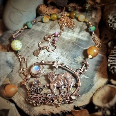 StarGazing Badger in the Moonlight Necklace