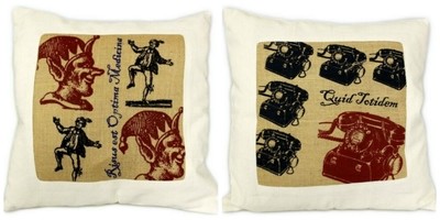 Jute &amp; Canvas - Latin Print - Cushion Covers - Set Of 4