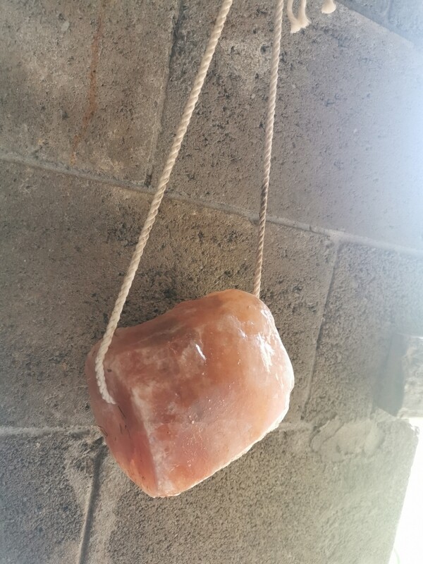 Himalayen salt lick with rope