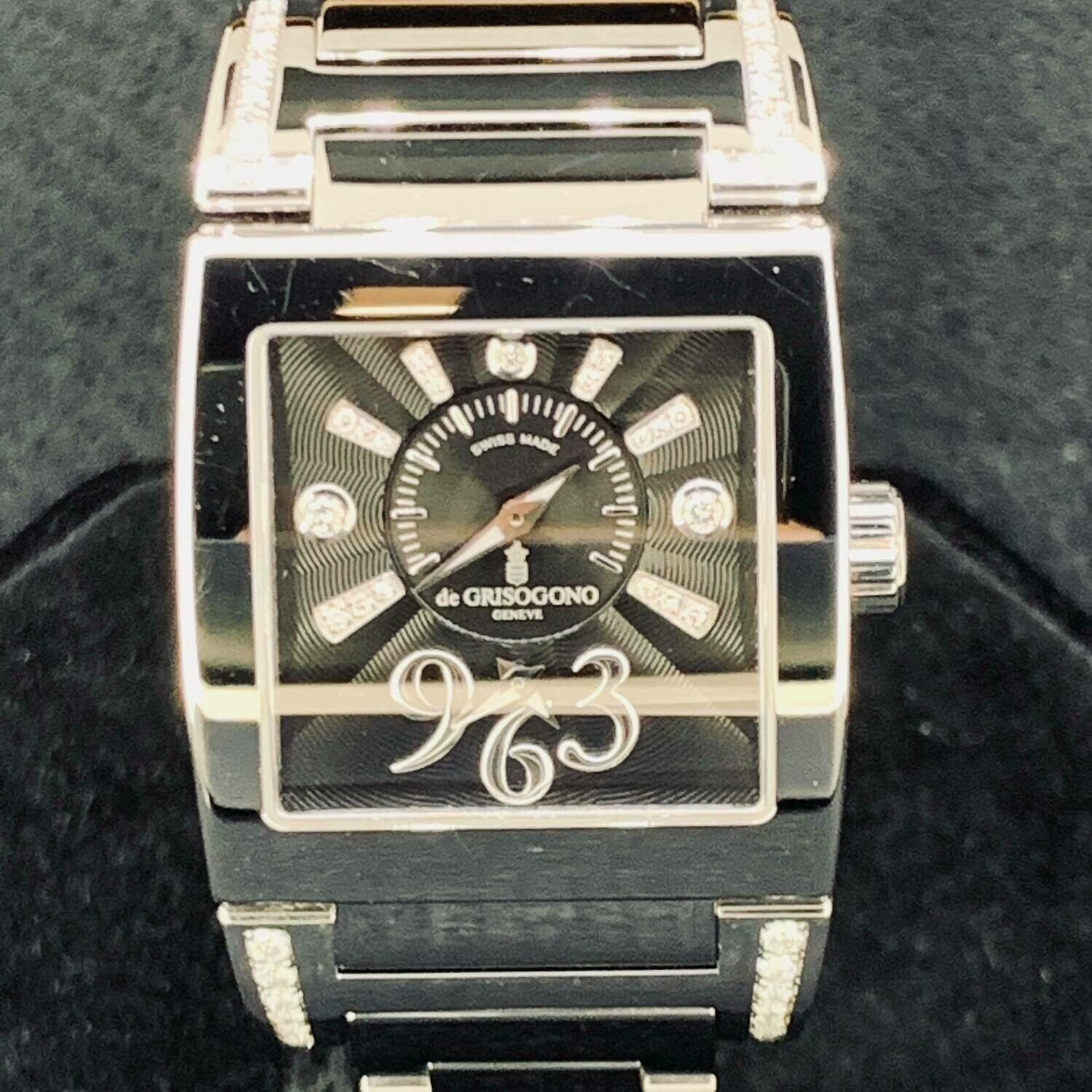 De Grisogono TINO ACIER instrumentino Diamonds Dial , dual time, Mint