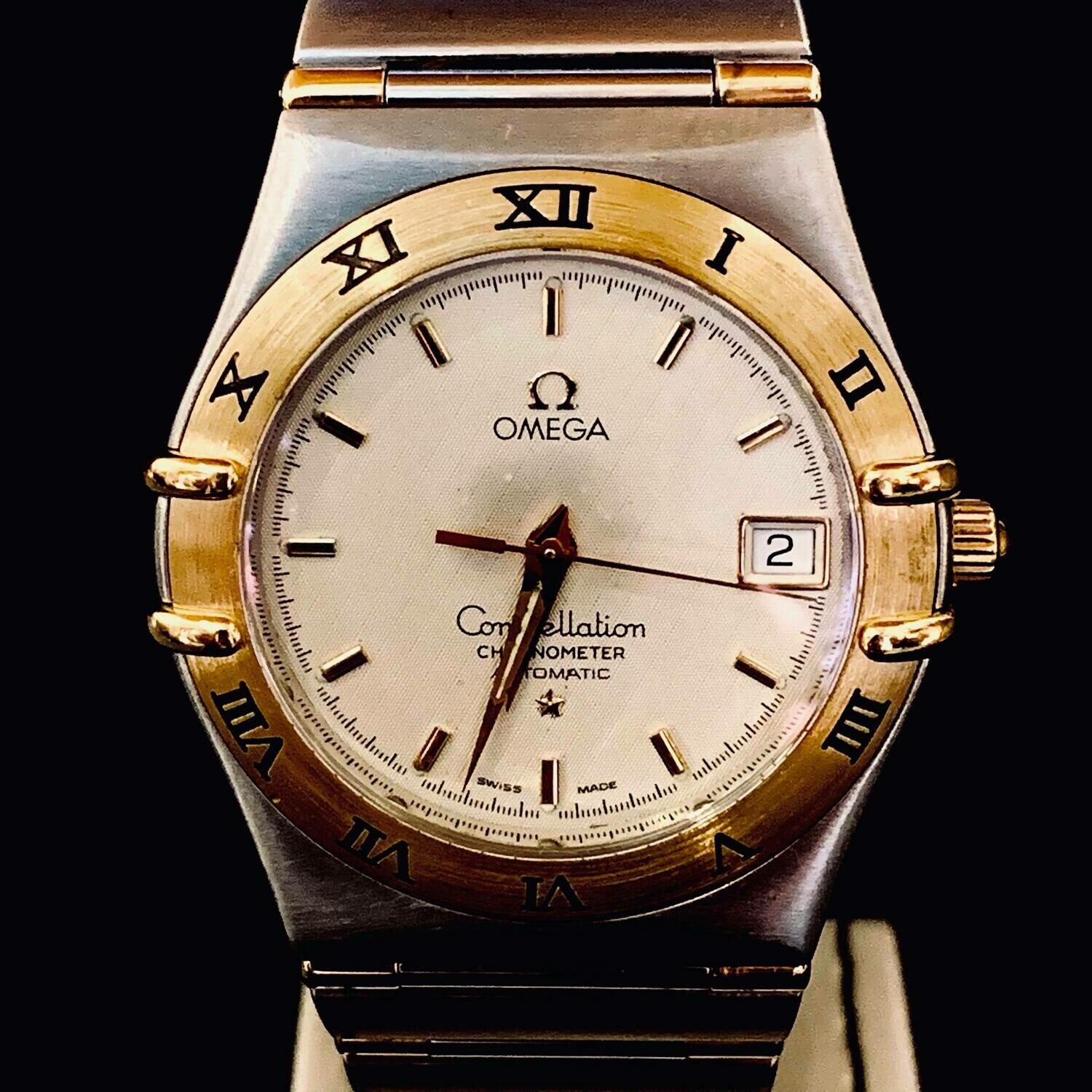 omega constellation gold steel