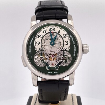 Montblanc Nicolas Rieussec 43MM Steel Skeletonized Silver Dial Box and Paper MINT Con