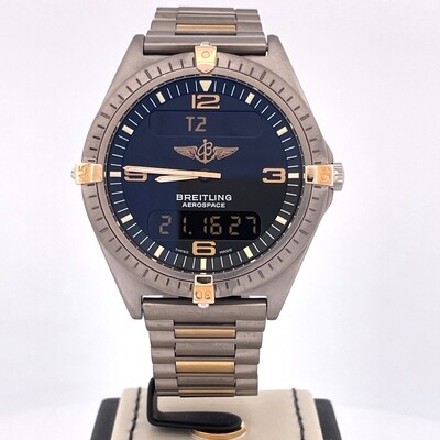 Breitling Aerospace Avantage 42MM Titanium & Gold Black Dial Digital Watch Box Only Mint Condition