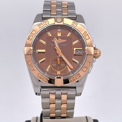 Breitling Galactic 36MM Rose Gold/Steel Rose Stick Dial B&P2014 Like New