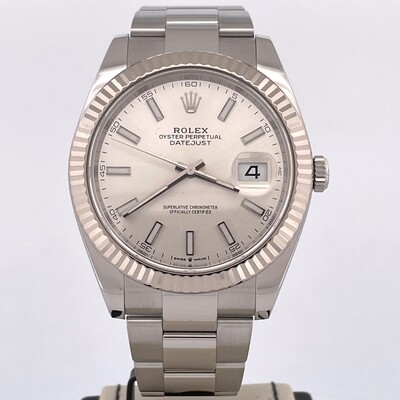 Rolex Datejust 41MM Steel/White Gold White Dial Oyster Bracelet B&P2018