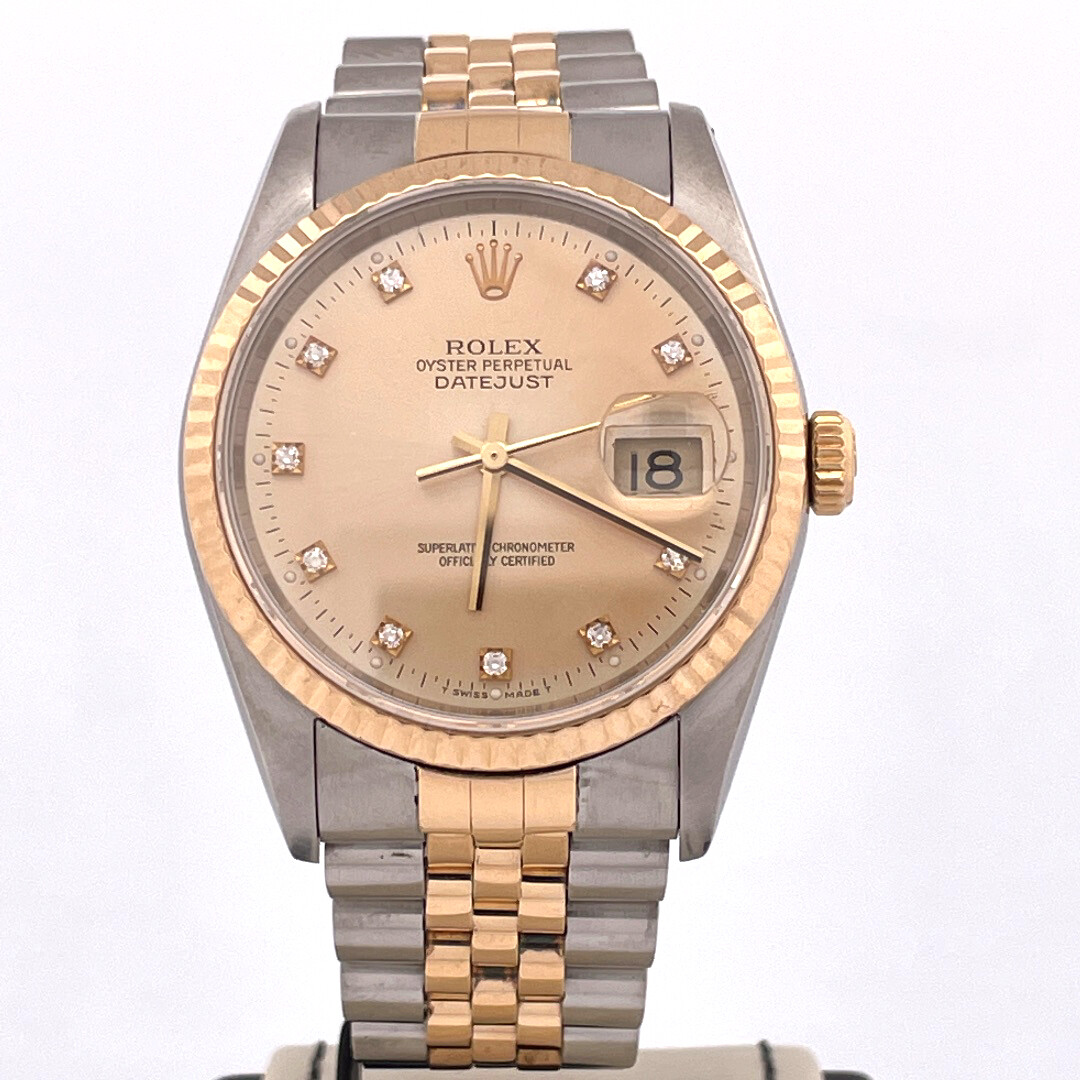 Rolex Datejust 36MM Champagne Diamond Dial Yellow Gold/Steel Box Only / Very Good Condition