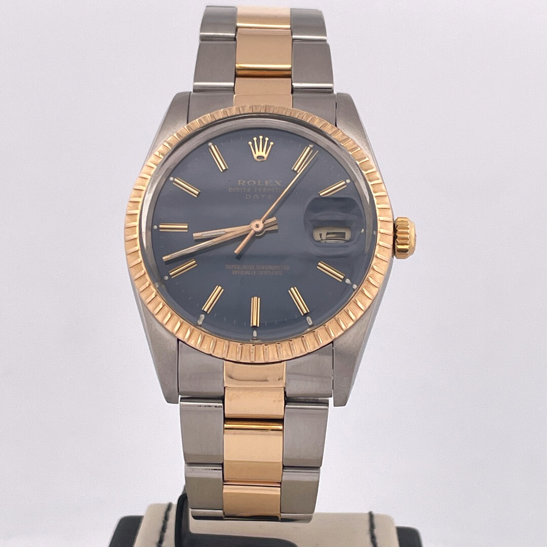 Rolex Oyster Perpetual Date 34MM Steel Yellow Gold Blue Dial B&P1995