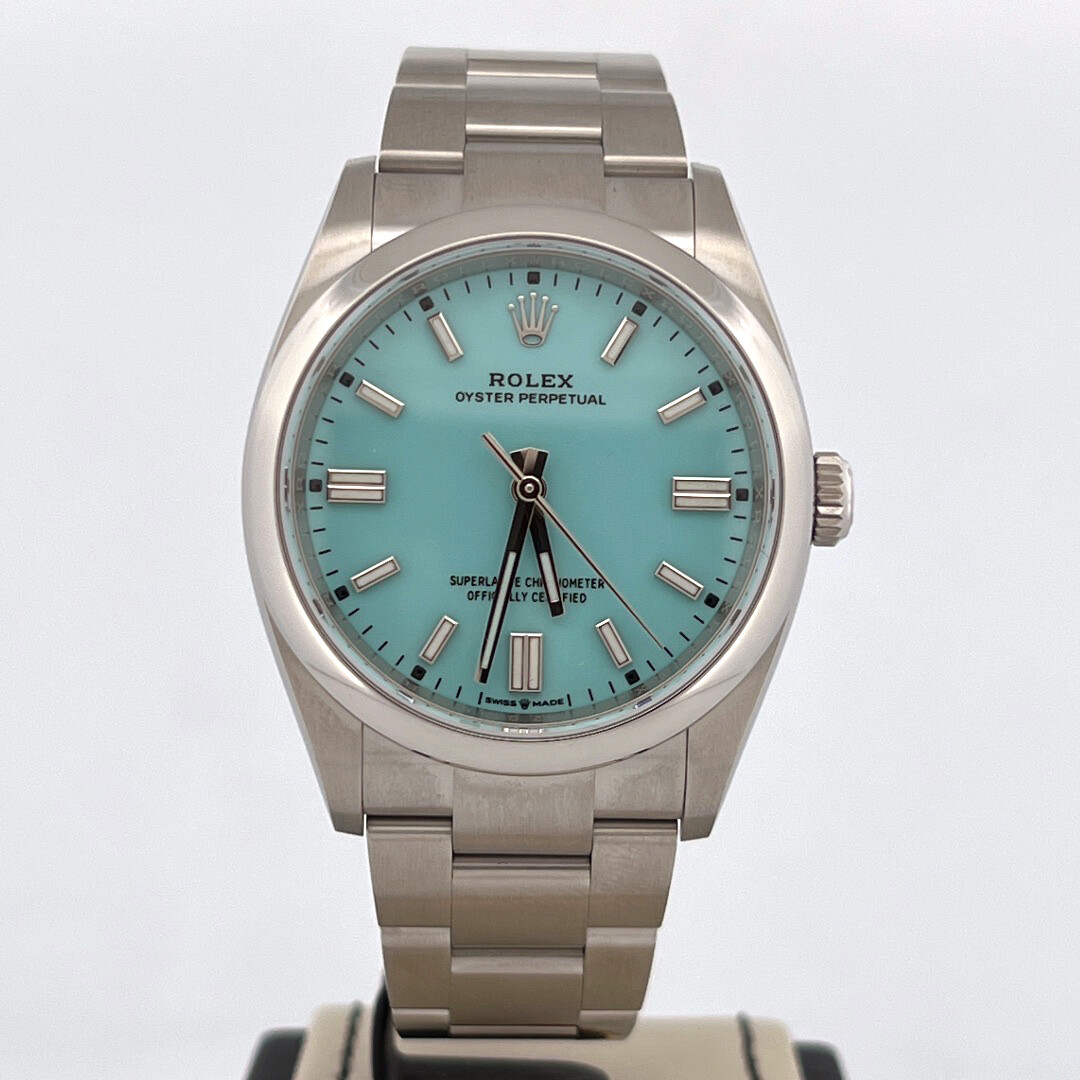 Rolex Oyster Perpetual 36MM Steel Tiffany / Turquoise Dial B&P 2022 New|Unworn