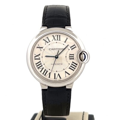 Cartier Ballon Bleu 36mm
Steel on Leather Strap Silver/White Dial | B&amp;P 2014 | Very Good Condition