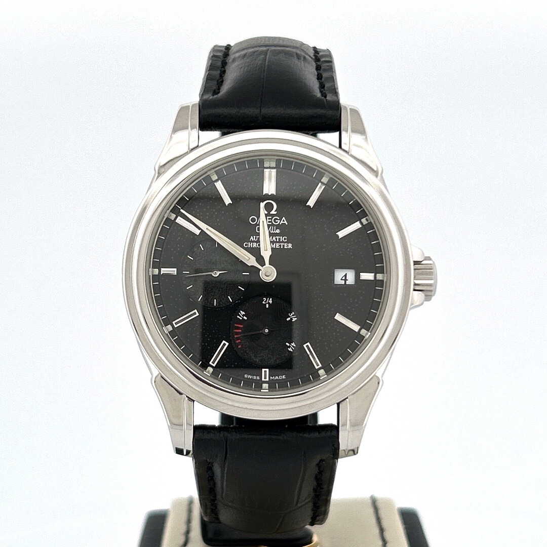 Omega De Ville Co-Axial
Power Reserve 39MM Steel Watch | Black Leather Strap | Perfect Condition